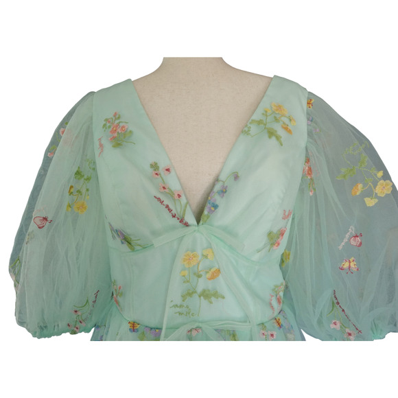 Fairy Butterfly Floral Embroidery Peasant Dress 20W Cottagecore Coquette Wedding - Picture 10 of 16